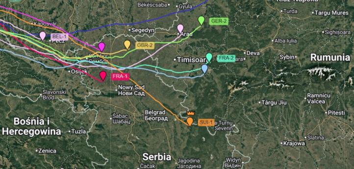 68. Puchar Gordona Bennetta - trasa przelotu - 8 września - 14.26 (fot. live.gordonbennett.aero)