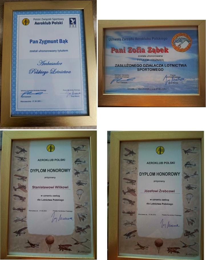 80-lecie Aeroklubu Podkarpackiego - tytuły i dyplomy (fot. Zygmunt Bąk, KKSL)