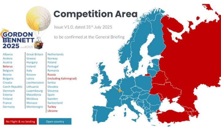 Mapa przestrzeni dostępnej dla pilotów Pucharu Gordona Bennetta (fot. Przemysław Mościcki)