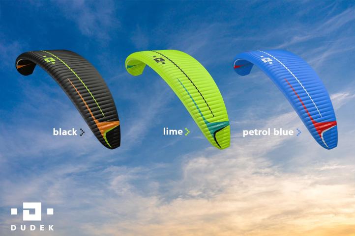 Skrzydło Warp 3 - wersje kolorystyczne (fot. Dudek Paragliders) Skrzydło Warp 3 - wersje kolorystyczne (fot. Dudek Paragliders)