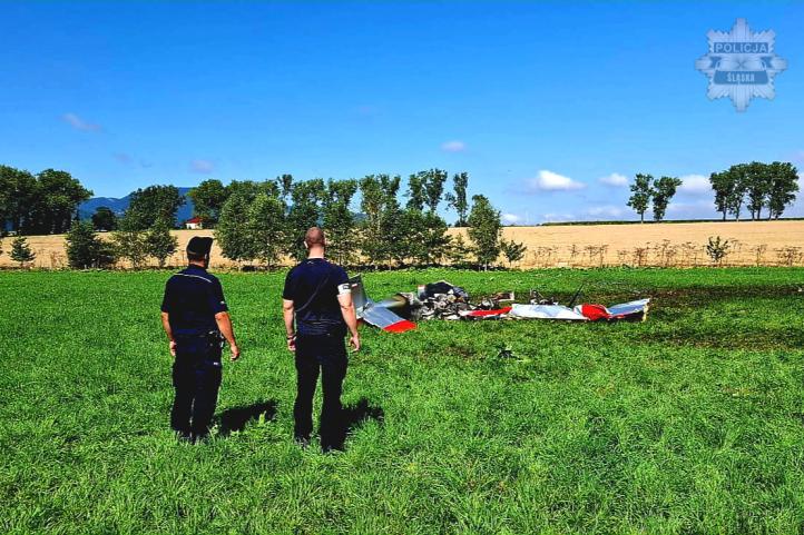 Wrak samolotu Zenair Zodiac CH 601UL (OK-LUA60) (fot. Policja Śląska, Facebook)