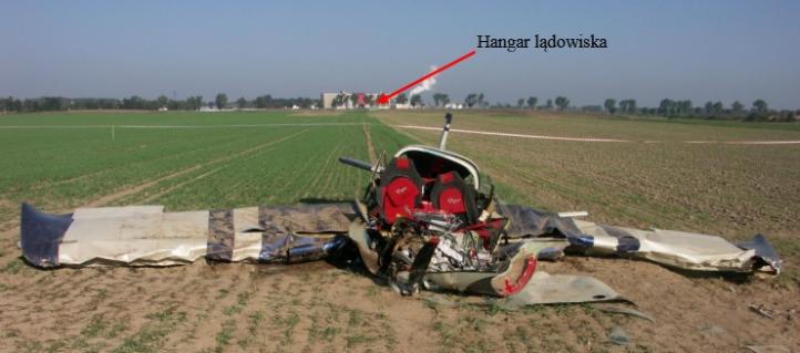 Wypadek samolotu ultralekkiego Tomark k.Nysy, fot. PKBWL