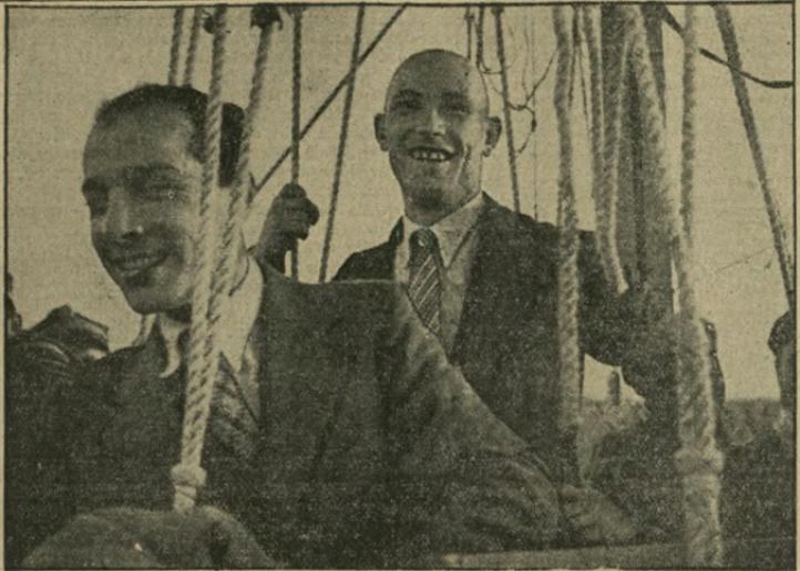 Zwycięska załoga balonu Polonia II - Zbigniew Burzyński i Władysław Wysocki (fot. Jan Ryś, Domena publiczna, Wikimedia Commons)