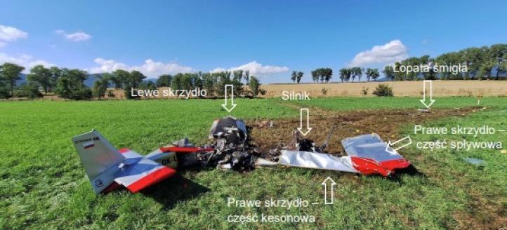 Wypadek samolotu CH-601 Zodiak w miejscowości Lipowa, fot. PKBWL Wypadek samolotu CH-601 Zodiak w miejscowości Lipowa, fot. PKBWL