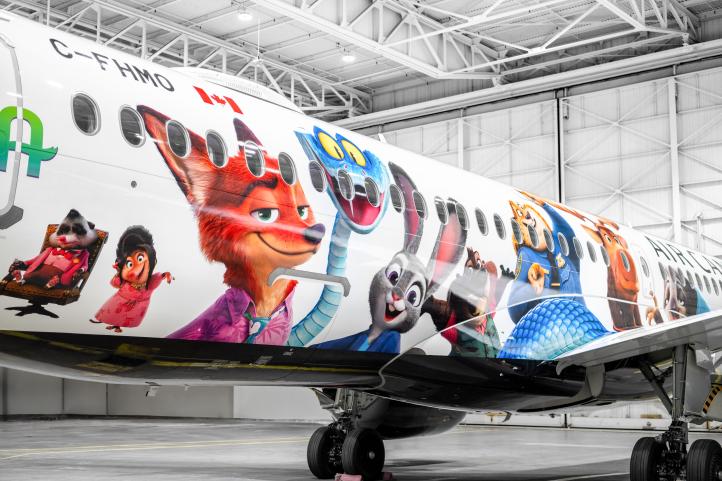 A220 linii Air Canada w nowym malowaniu z motywem filmu 'Zootopia 2' (fot. Air Canada)2