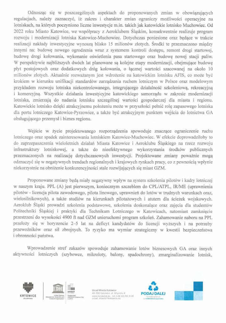 Aeroklub Śląski - głos w sprawie wprowadzenia stref R