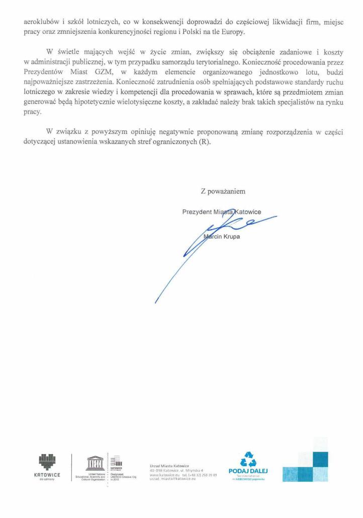 Aeroklub Śląski - głos w sprawie wprowadzenia stref R