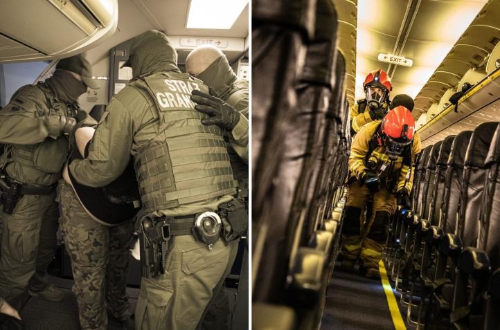 Nocne ćwiczenia na lotnisku w Poznaniu (fot. Nadodrzański OSG)3