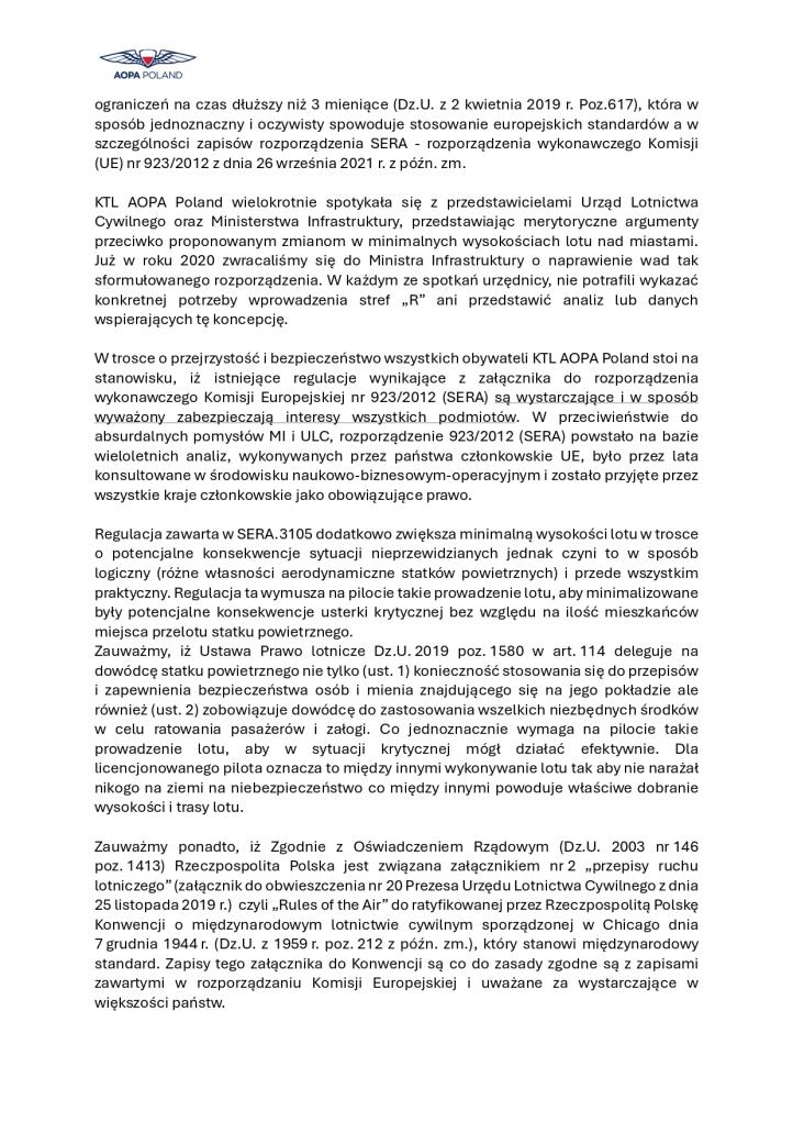 Stanowisko KTL AOPA Polska - strefy R