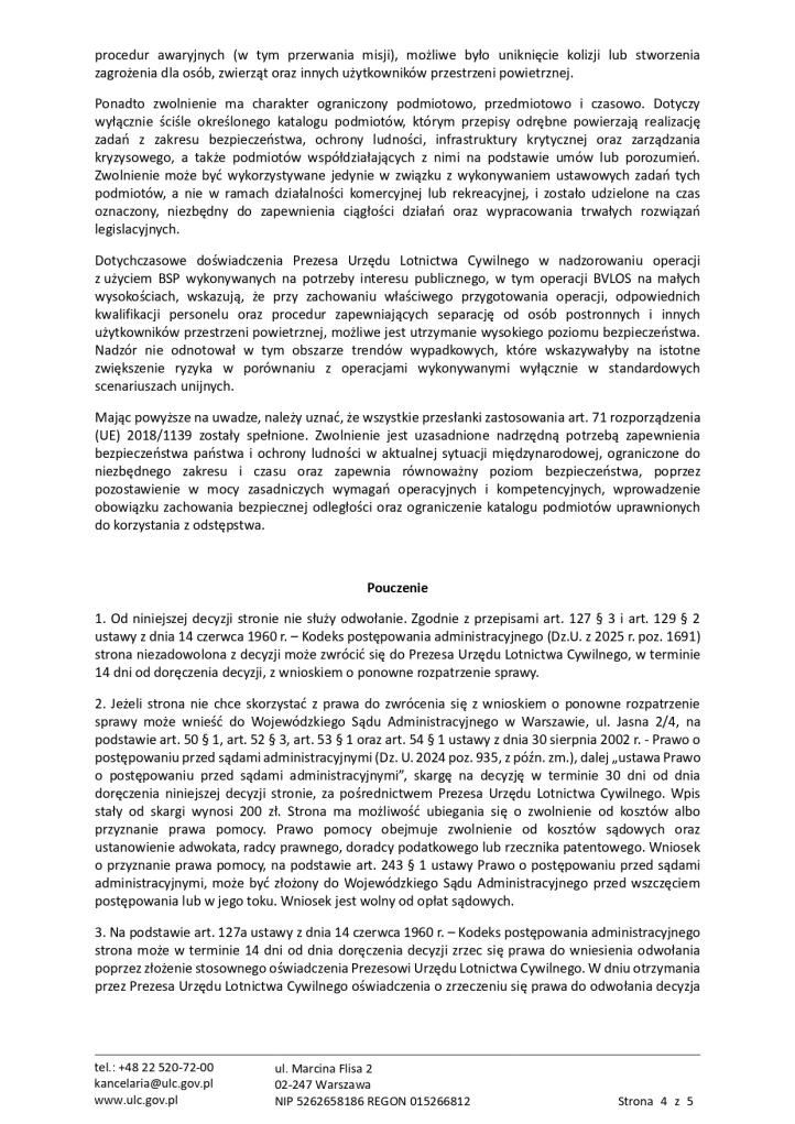 DECYZJA Prezesa ULC_zwolnienie_dla_sektora_publicznego