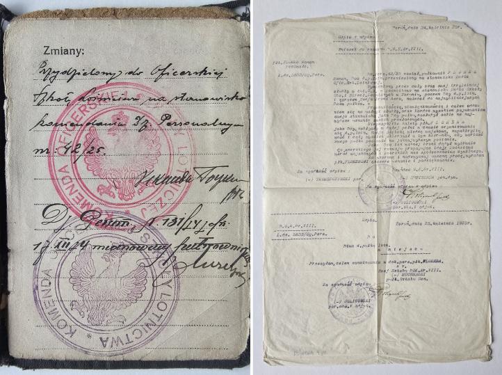 Dokumenty pierwszego Komendanta Oficerskiej Szkoły Lotniczej (fot. Muzeum Lotnictwa Polskiego)