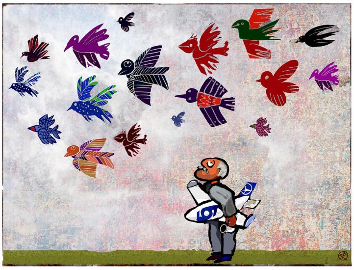 Grafika Romana Duszka dla PLL LOT (fot. PLL LOT)