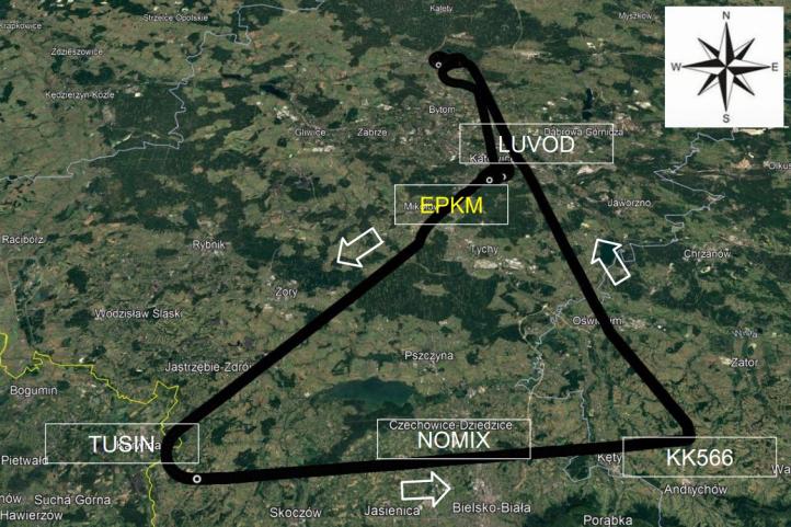 Zapis lotu CTLSi Turbo Experimental (SP-SMED) w dn. 14.05.2025 (fot. Google Earth, PKBWL)