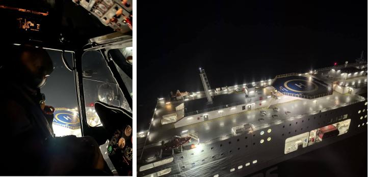 W-3WARM nad promem Aura Seaways (fot. załoga śmigłowca W-3WARM)