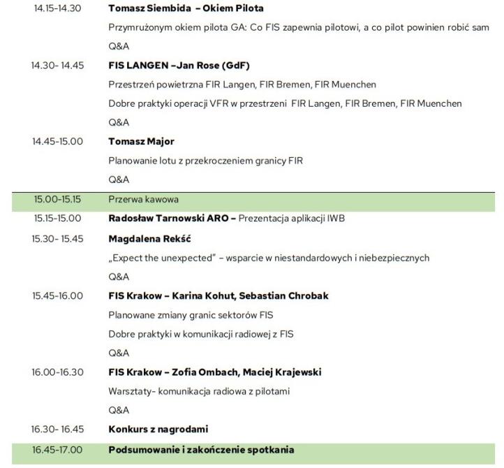 Warsztaty GA - Squawk Ident 2026 w Krakowie - agenda (fot. PAŻP)4