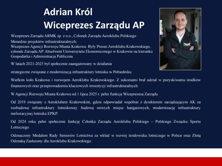 Adrian Król, Wiceprezes Zarządu Aeroklubu Polskiego (fot. Aeroklub Polski)