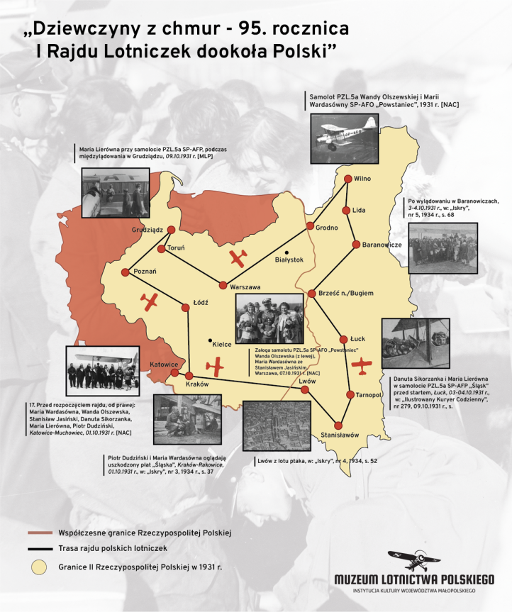 Mapa I Rajdu lotniczek dookoła Polski (fot. Muzeum Lotnictwa Polskiego)