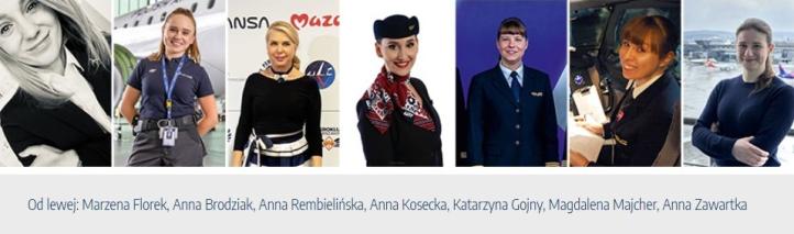 Marzena Florek, Anna Brodziak, Anna Rembielińska, Anna Kosecka, Katarzyna Gojny, Magdalena Majcher, Anna Zawartka (fot. Muzeum Lotnictwa Polskiego)