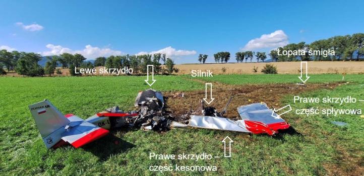 Wypadek samolotu CH-601 Zodiak w Lipowej, fot. PKBWL
