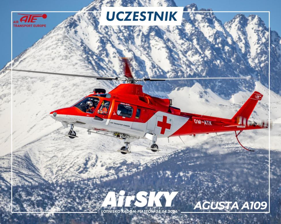 Agusta A109 ze słowackiego Air - Transport Europe, letecká záchranná služba na AirSKY 2026 (fot. Air - Transport Europe, letecká záchranná služba)