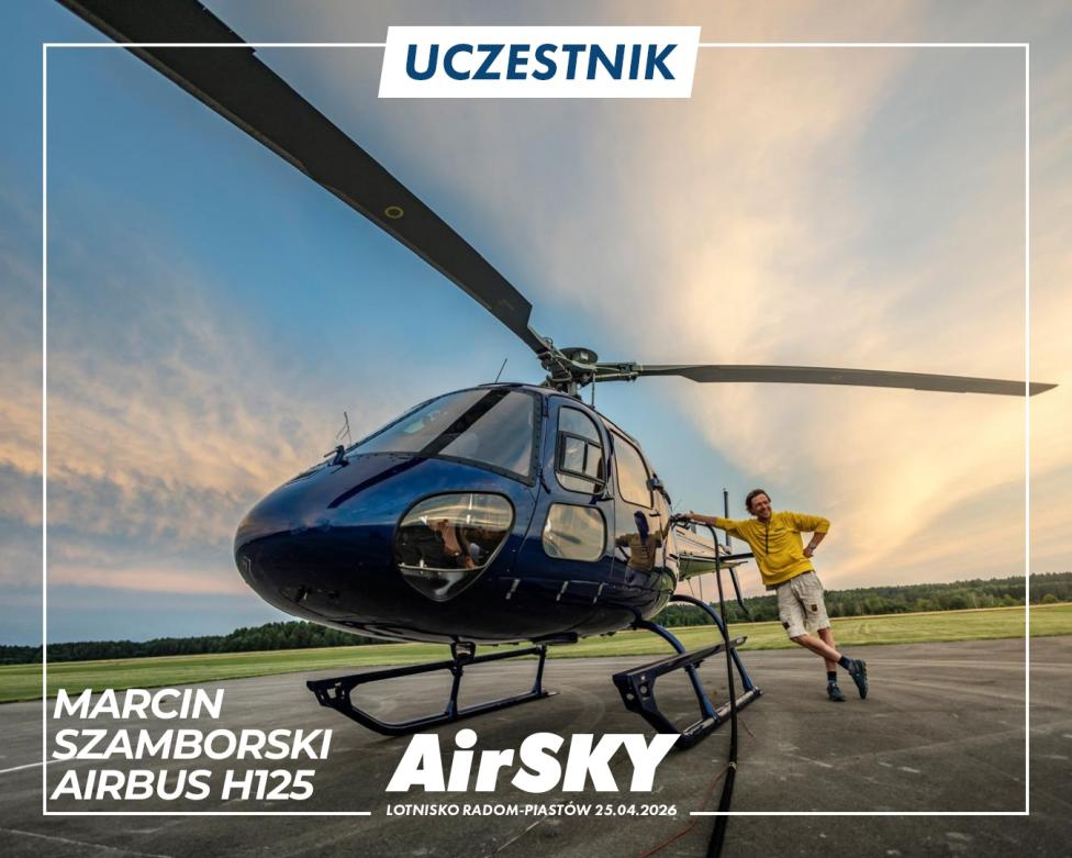 Marcin Szamborski i Airbus H125 na AirSKY 2026 (fot. Pokazy Lotnicze Air SKY, Facebook)
