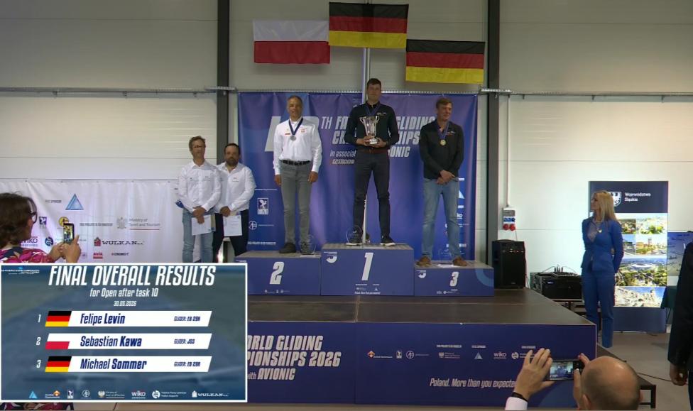 40. Szybowcowe Mistrzostwa Świata FAI - podium w klasie Open (fot. 40th World Gliding Championships with Avionic)