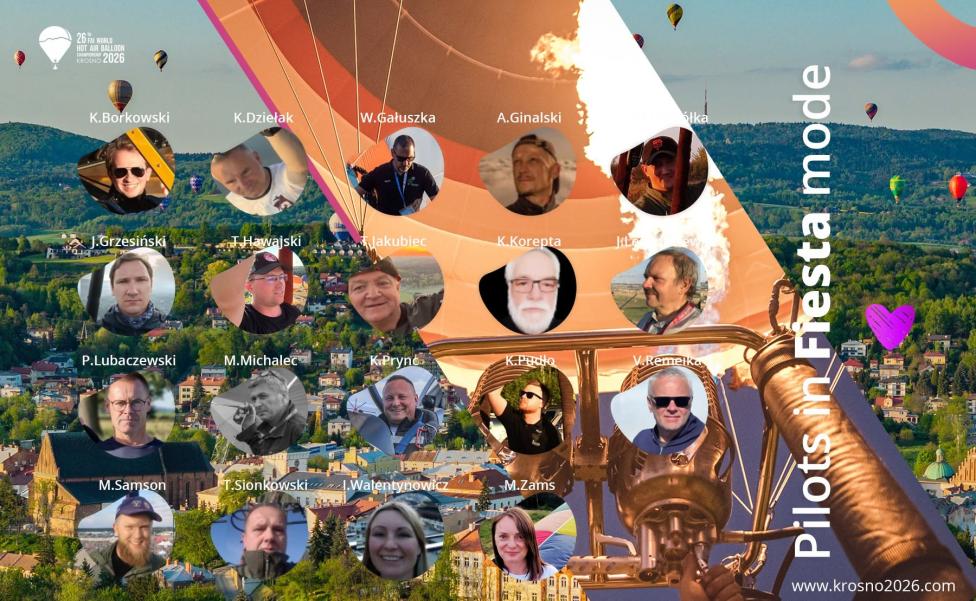 Piloci w trybie fiesta na Balonowych Mistrzostwach Świata 2026 w Krośnie (fot. krosno2026.com)