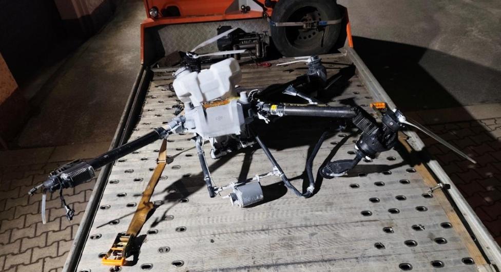 Wypadek bezzałogowca DJI Agras T50, fot. źródło_raport PKBWL