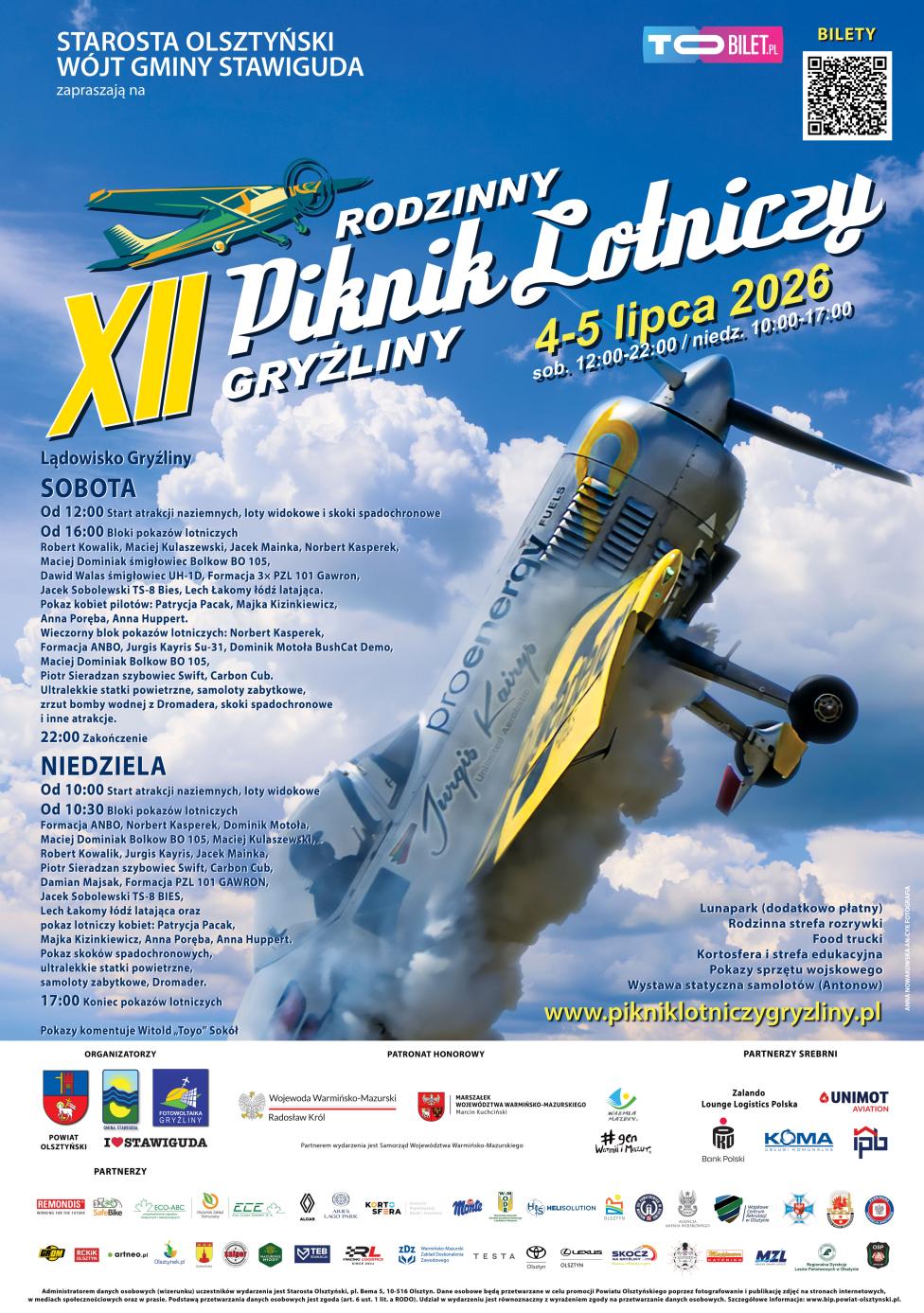 XII Rodzinny Piknik Lotniczy w Gryźlinach - plakat (fot. pikniklotniczygryzliny.pl)