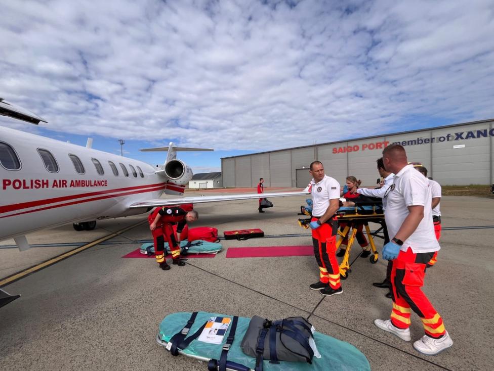 Transport rannych z Węgier na pokładzie samolotu Learjet LPR, fot. LPR