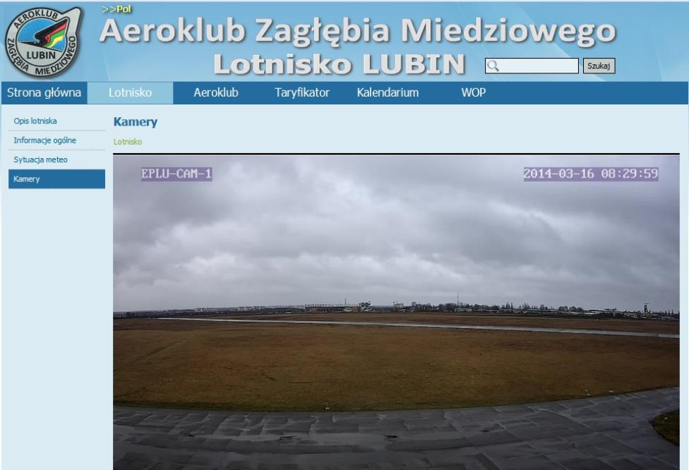 Obraz z kamery zamontowanej na lotnisku w Lubinie