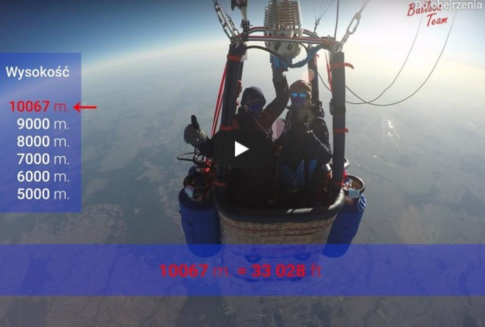 Nowy rekord Polski w wysokości lotu balonem na ogrzewane powietrze, fot. youtube