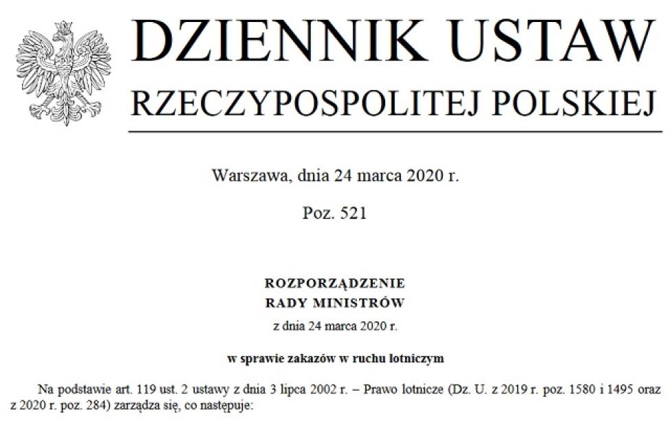 Rozporządzenie W Sprawie Pomocy Publicznej Rozporządzenie Rady Ministrów w sprawie zakazów w ruchu lotniczym
