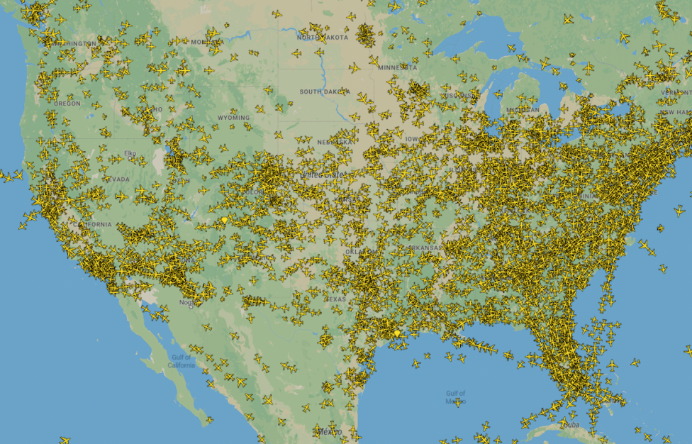 Wizualizacja ruchu lotniczego w USA, fot. GANews