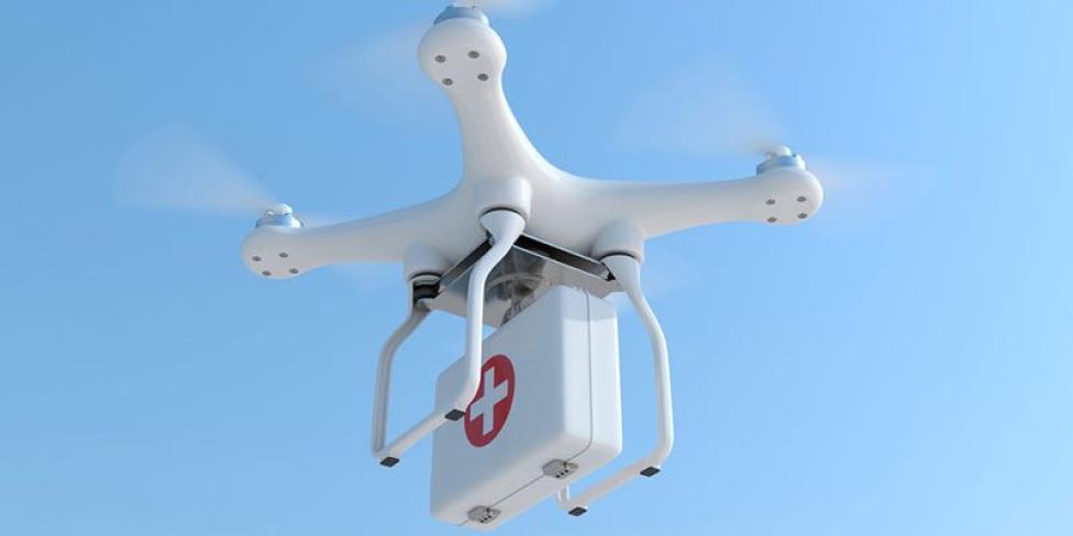 Dron przenoszący osprzęt medyczny, fot. Nevada Institute for Autonomous Sysytems