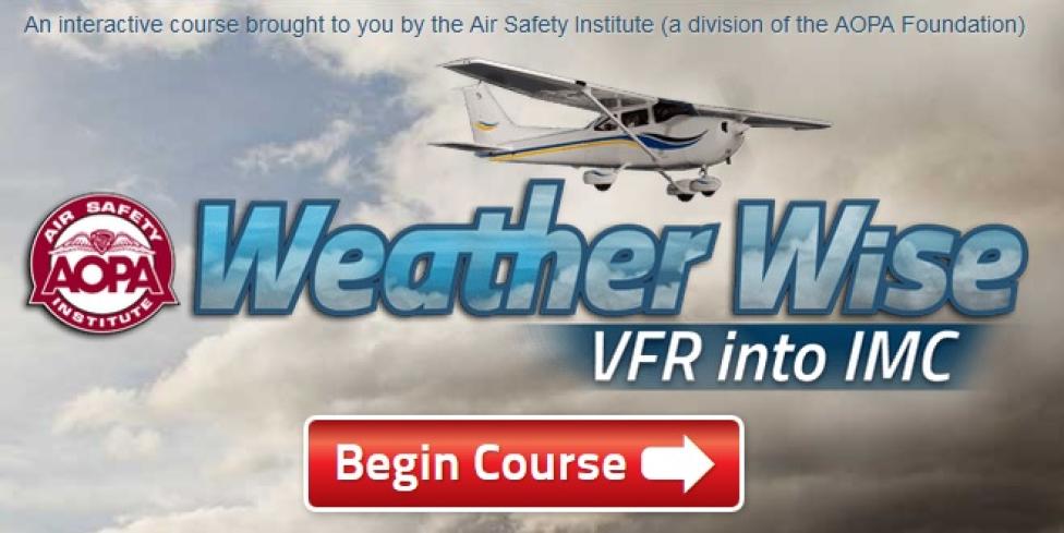 Kurs AOPA Air Safety Institute – Weather Wise: Wlot w locie VFR w warunki IMC