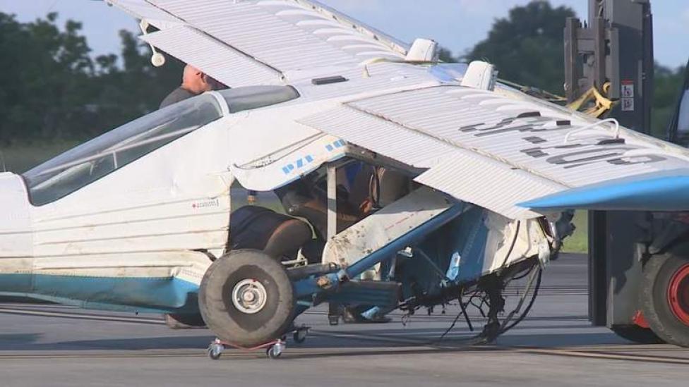 Wypadek PZL-104 Wilga na lotnisku w Pearland, fot. houston.com