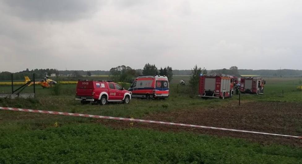 Wypadek śmigłowca w Sokołowie Podlaskim (fot. Samochody Ratownicze/Facebook)