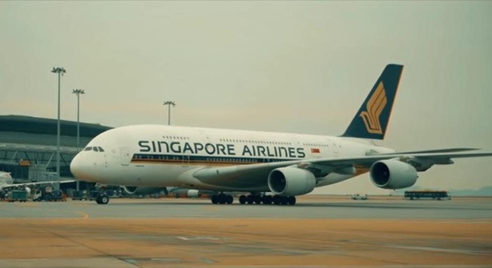 A380 w barwach Singapore Airlines (fot. kadr z filmu na youtube.com)