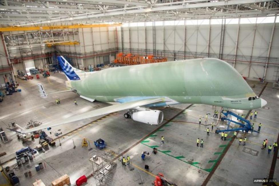 Airbus BelugaXL pomyślnie przeszedł naziemną próbę wibracyjną (fot. Airbus)