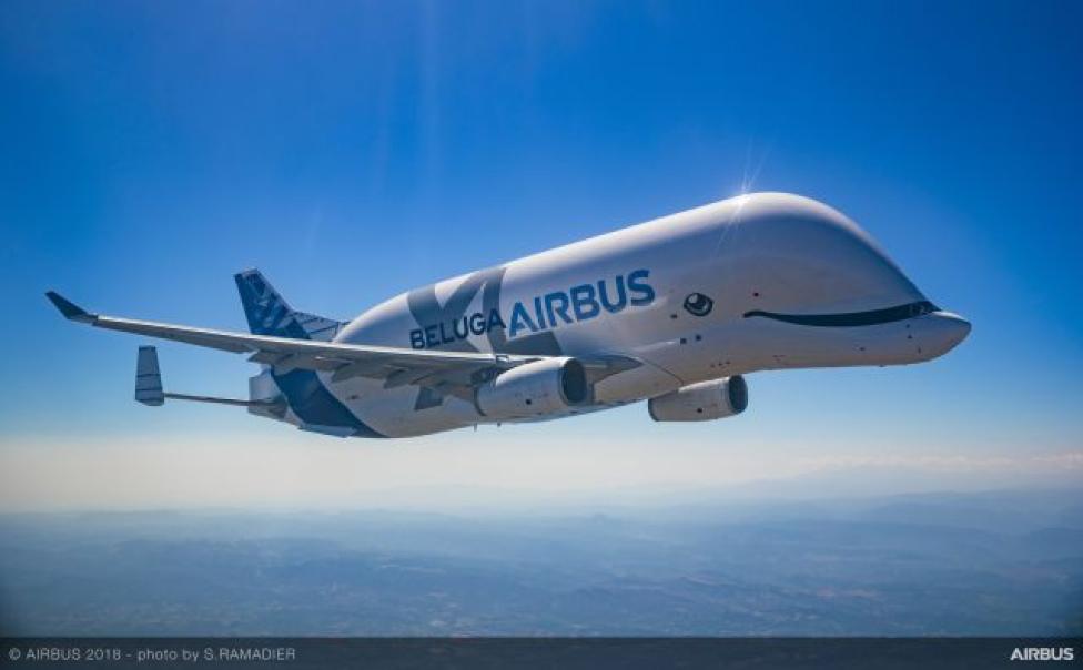 BelugaXL w locie (fot. Airbus)