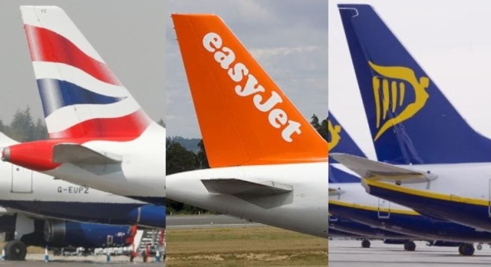 British Airways, easyJet i Ryanair - ogony samolotów