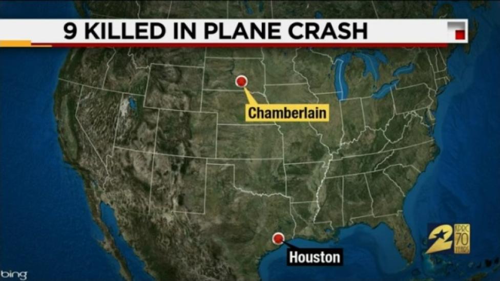 Chamberlain w stanie Dakota Południowa - miejsce katastrofy Pilatus PC-12 (fot. kadr z filmu na youtube.com)