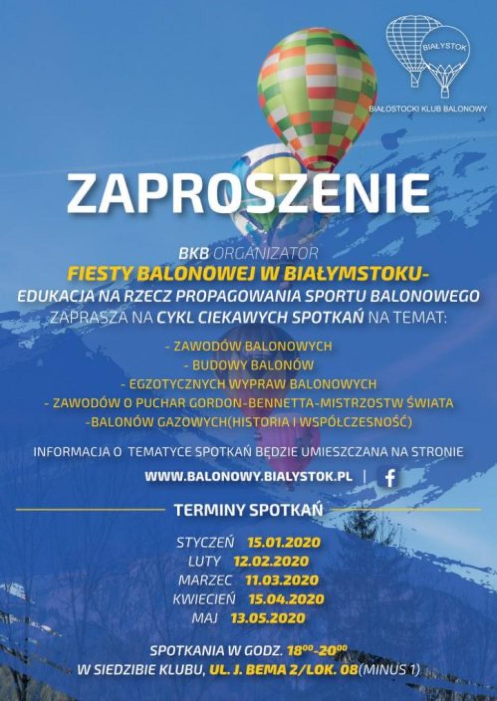 Cykl spotkań Białostockiego Klubu Balonowego (fot. balonowy.bialystok.pl)