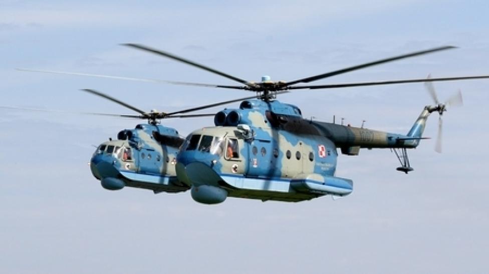 Dwa śmigłowce Mi-14PŁ w locie (fot. blmw.wp.mil.pl)