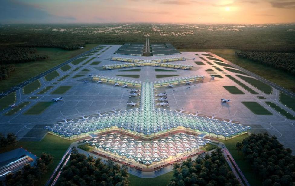 Koncepcja wyglądu lotniska w kształcie litery „X" przygotowana przez Foster+Partners (fot. CPK)