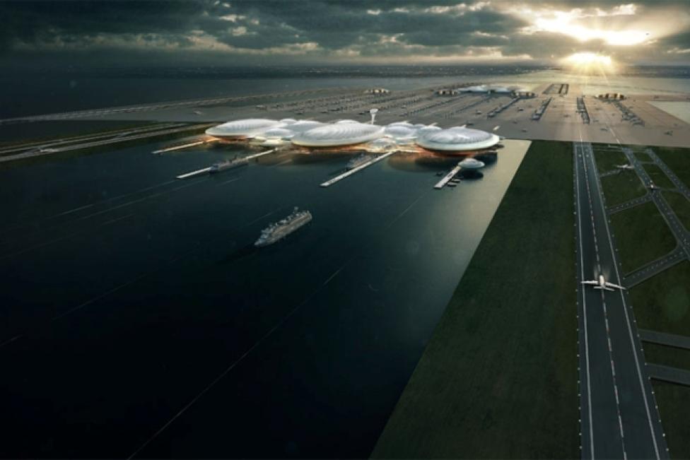 Futurystyczne lotnisko na sztucznej wyspie (fot. tech.wp.pl)