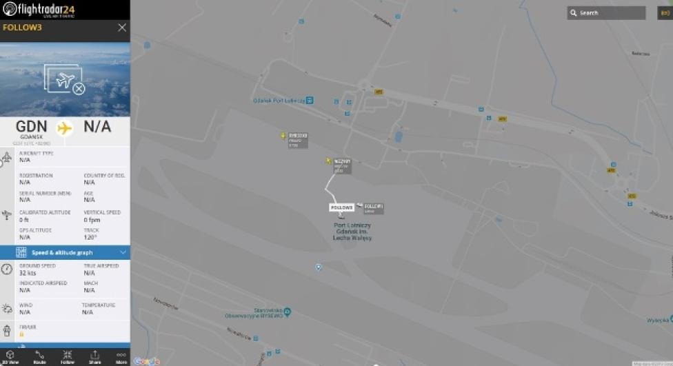 Gdańskie lotnisko na Flightradar24 (fot. airport.gdansk.pl)