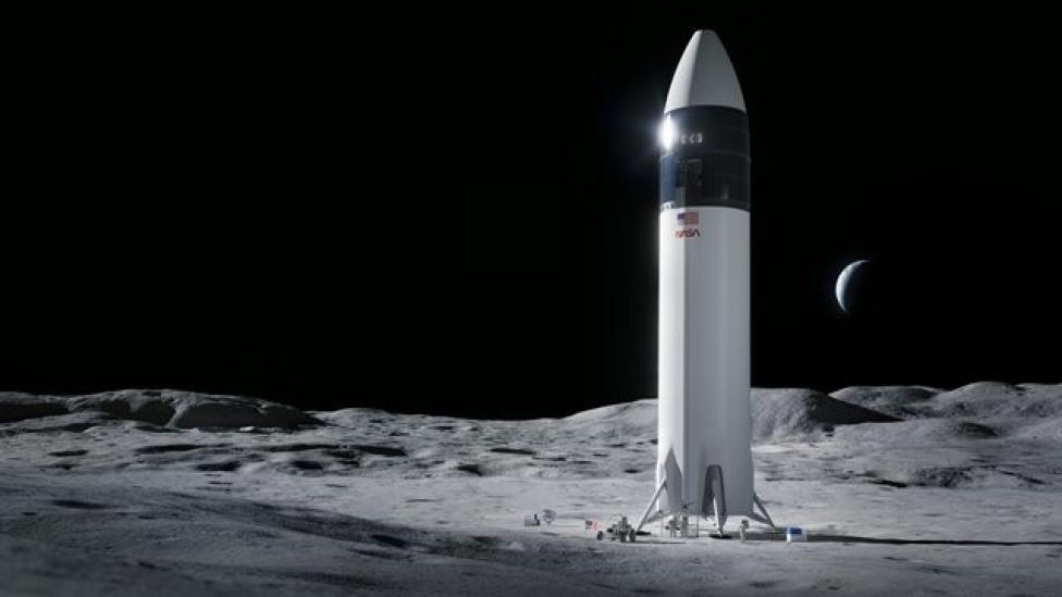 Projekt lądownika SpaceX Starship, który przeniesie pierwszych astronautów NASA na Księżyc (fot. SpaceX)
