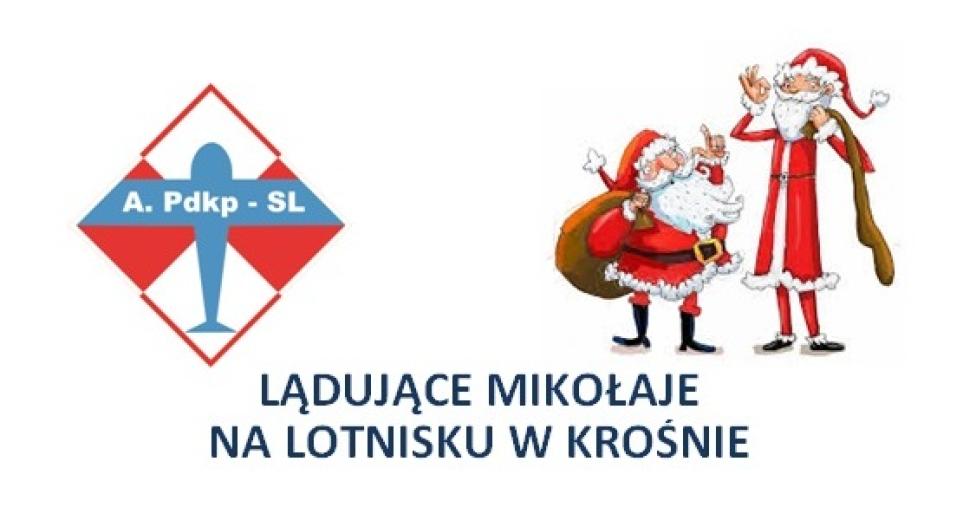 Lądujące Mikołaje na lotnisku w Krośnie